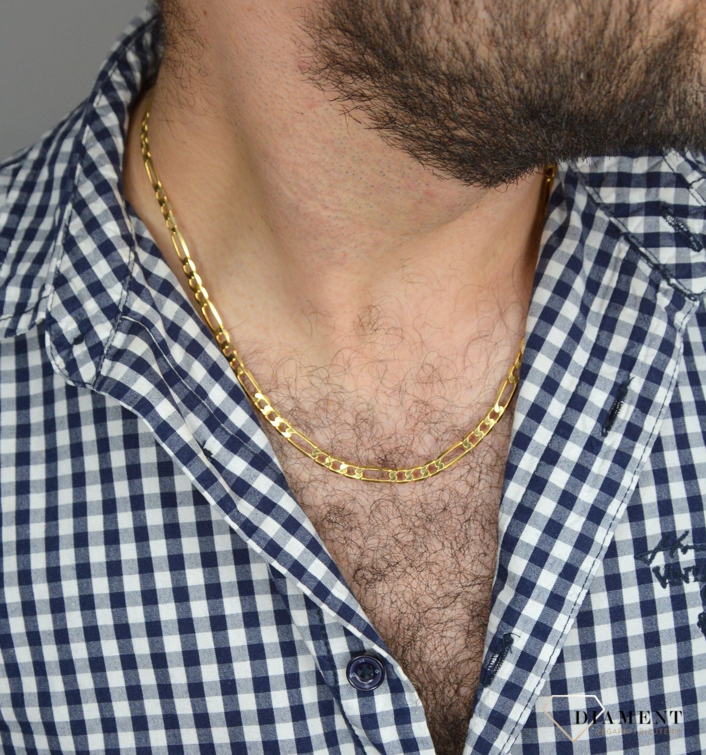 Złoty łańcuszek 585 Figaro 5 mm DIA-LAN-1134-585 5mm ✅ Złoty łańcuszek o splocie figaro wykonany z najwyższej jakości żółtego złota próby 585.jpg